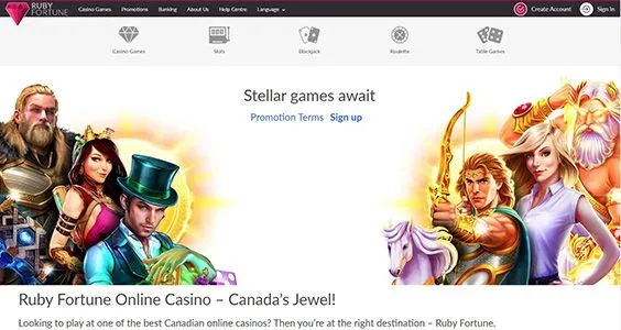 Ruby Fortune casino homepage